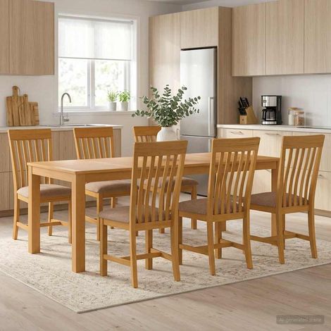vidaXL Ensemble de salle à manger 7 pc Gris Bois de chêne massif (1/5)