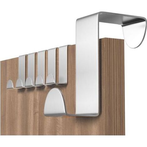 Crochet Porte, 6 Pièces Porte Manteau pour Porte Acier Inox Patere Porte pour Porte Standart, Tiroir, Placard Armoire, pour Cuisine Salle de Bains Chambre à Coucher, Argent
