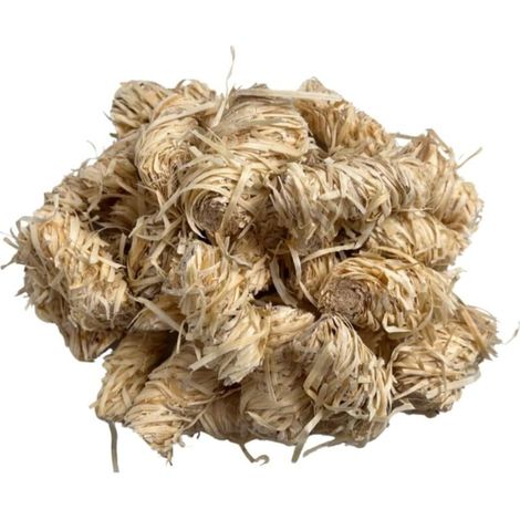 Accessoires de cheminée avec 32 boules de feu de haute qualité en bois et cire pour brûler des copeaux de bois ciré. (1/4)
