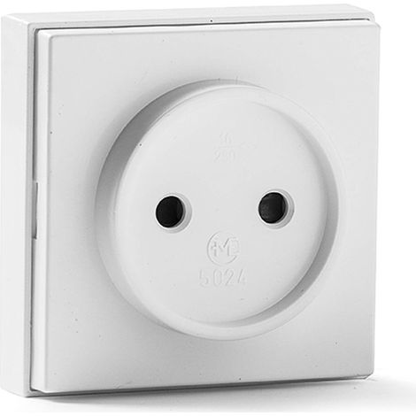 Prise sans TT Surface 65 x 65 mm 16A 250V Installation facile Série 5000 Blanc (1/5)