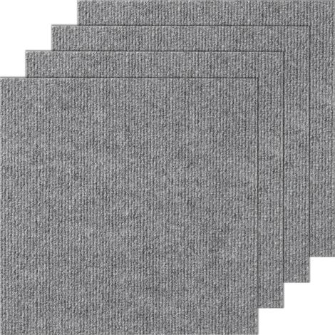 VEVOR Dalles de moquette a decoller et a coller, 305 x 305 mm, tapis de sol auto-adhesif, doux et rembourre, installation facile, pour chambre, salon, interieur et exterieur (12 pcs, gris clair) (1/5)
