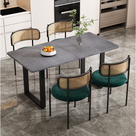 Set di 4 sedie da pranzo in velluto verde 51x45x75 cm moderne FloraGrace (1/5)