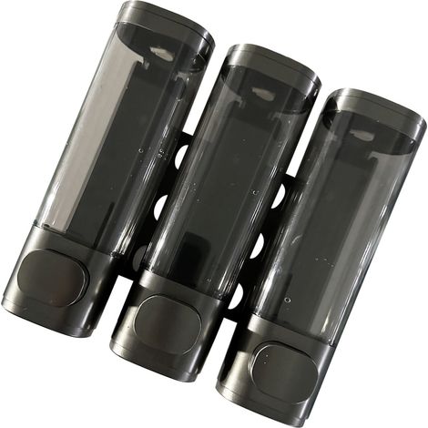 3-Kammer-Duschseifenspender (3 x 300 ml) zur Wandmontage, Shampoo- und Conditionerspender für Hotels, Fitnessstudios und Clubs, Anthrazitgrau (1/5)
