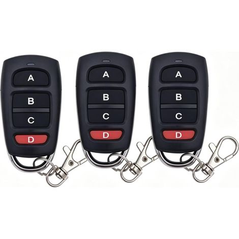 XTRELAMP-Lot de 3 télécommandes 433 MHz clonage pour porte de garage – 4 canaux – facile à programmer (1/5)