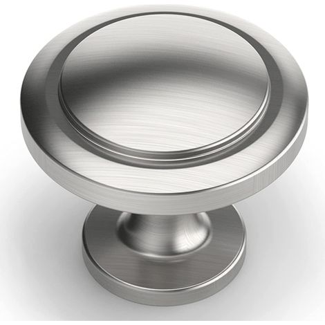 Juego de 20 pomos redondos de aleación de zinc para armarios de cocina - Tiradores de puerta de armario con acabado níquel cepillado (1/5)