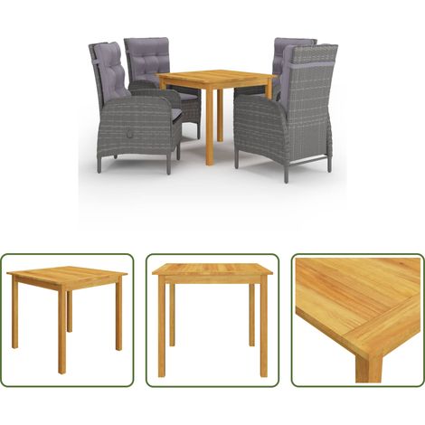 vidaXL Salle à manger extérieur - Ensemble à manger de jardin 5 pcs Gris (1/5)