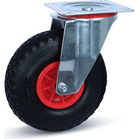 Roue pivotante - MESO - Pneumatique - 260mm - 125kg - Grande platine - Jante plastique
