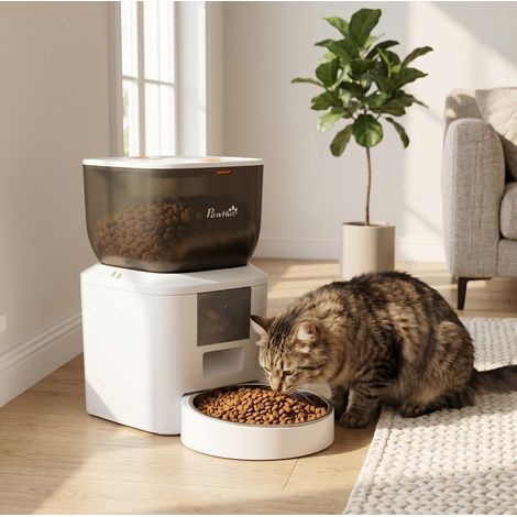 Comedero automático conectado 4 L 35x18,5x30,5 cm Blanco para gatos FloraGrace (1/5)