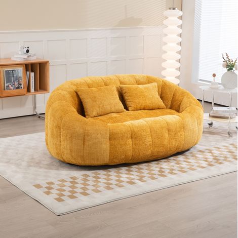 Puf sofá de chenilla amarilla, espuma viscoelástica, 145 x 95 x 63 cm DESVIAE (1/5)