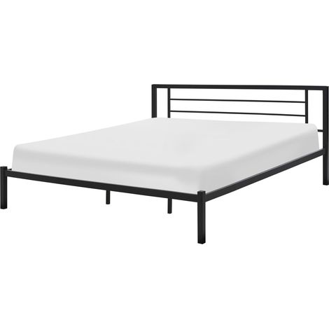 Letto in metallo nero con rete a doghe 180 x 200 cm Cusset