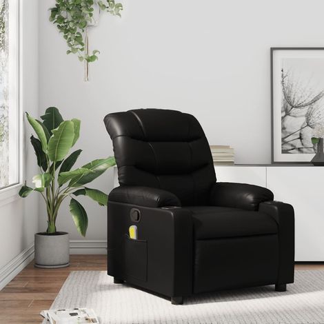 Massage-Relaxsessel, Kunstleder, Schwarz