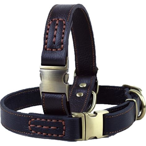 Colliers de chien en cuir rembourrés durables et confortables réglables (1/5)