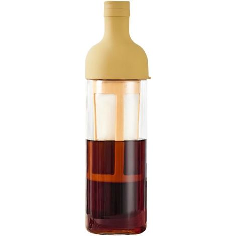 500-ml-Filterkaffeeflasche, für Cold-Brew-Filterkaffee und Tee, tragbare, kreative Kaffeeflasche aus Glas und Silikon, gelb