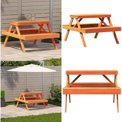 Picknicktisch Wachsbraun 105x134x75 cm Massivholz Kiefer - Holztisch - Esszimmertisch - Gartenmöbel - Terrasse Möbel - Kiefernholz - Home & Living
