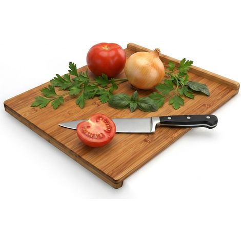Relaxdays – Planche à découper en bambou avec rebords – Utilisable des deux côtés – Résistante à l'humidité – Dimensions 2,5 x 38 x 45 cm