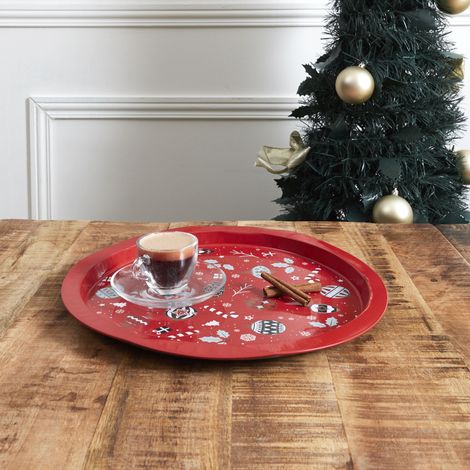 Plateau En Metal Rond Noel (1/3)