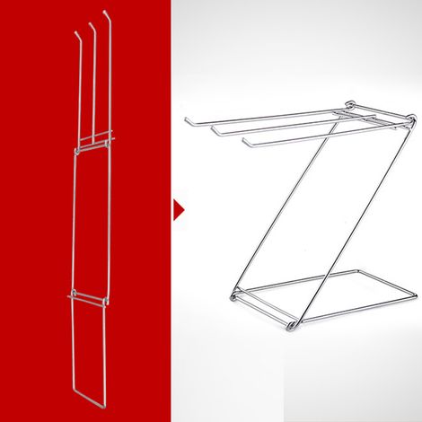 Porte-serviettes de sol pliable en acier inoxydable en forme de Z à 3 barres pour salle de bain et cuisine (1/5)