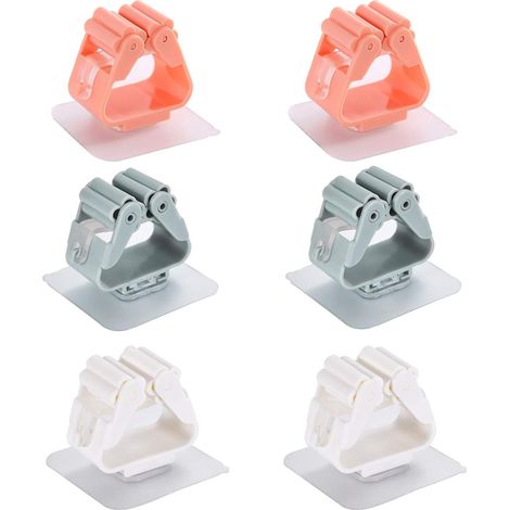 Lot de 6 supports muraux pour balais, sans perforation, auto-adhésifs, pour cuisine, salle de bain, garage et rangement domestique (1/5)