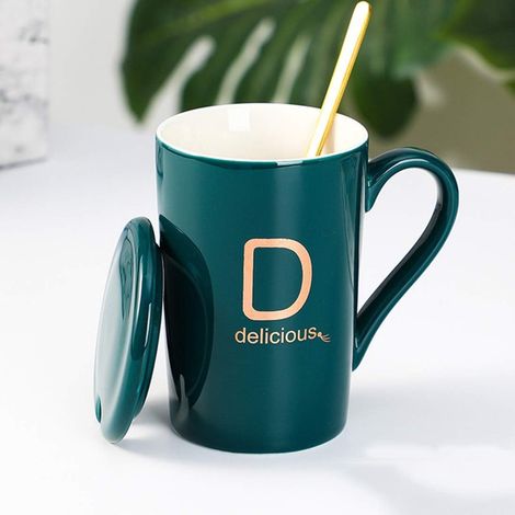 Mug initial en porcelaine fine pour la maison, le bureau et les cadeaux personnalisés D (1/5)