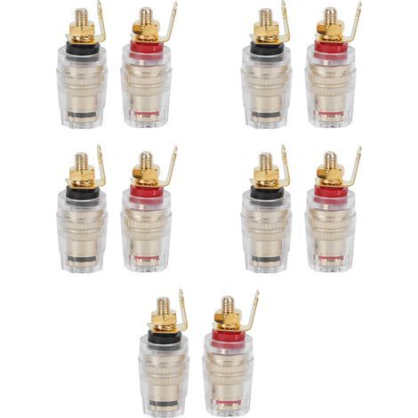 10 pièces plaqué or prise banane prise connecteur borne de liaison pour amplificateur haut-parleur borne prise connecteur et câble audio vidéo bouchons et adaptateur, Terminaux (1/5)
