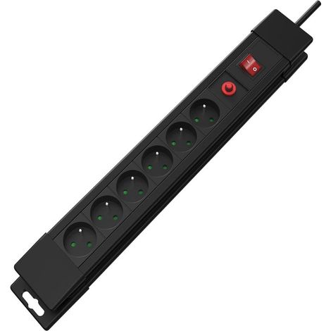 multiprise 6 Prises Type E 1.5m 3500W avec Interrupteur et Protection surtension (1/2)