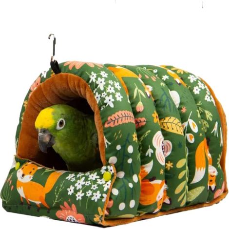 Nid d'oiseau chaud pour perroquet, hamac suspendu d'hiver, lit de couchage lavable pour perroquets, perruches, calopsittes, perruches ondulées, inséparables (M, vert forêt) (1/5)