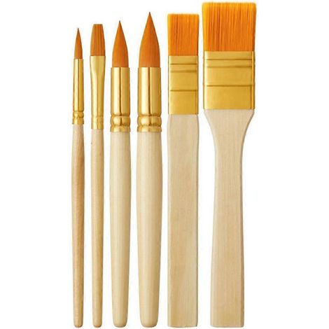 Ensemble de pinceaux pour peinture acrylique, 6 pinceaux, compatibles avec la peinture acrylique, pinceaux en nylon de qualité artiste. (1/5)