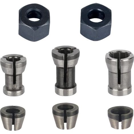 Mandrin de Fraiseuse - Lot de 8, Collet Mandrin Affleureuse (6 mm, 6.35 mm, 8 mm), Pince de Serrage Defonceuse (1/4)