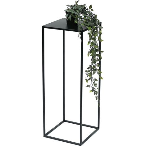 DanDiBo Blumenhocker Metall Schwarz Eckig 70 cm Blumenständer Beistelltisch 96315 L Blumensäule Modern Pflanzenständer Pflanzenhocker