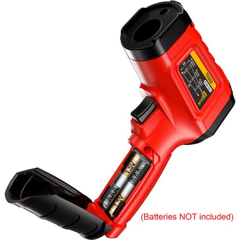 Pistolet pyromètre infrarouge sans contact -50°C à 600°C (-58°F1112°F) émissivité réglable 12:1 D:S écran LCD rétroéclairé alarme haute/basse maintien données arrêt auto rouge (1/5)