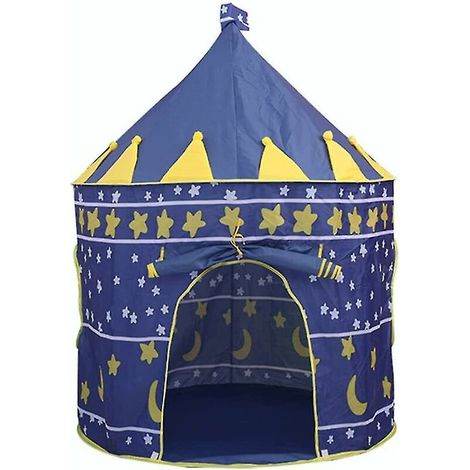Tente pliante bleue pour enfants, château, tente de jeu portable avec sac de transport (1/3)
