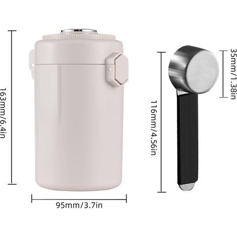 Ortviai Boîte hermétique pour café 600 ml avec jauge d'humidité, valve anti-retour et disque d'enregistrement de date – Acier inoxydable (1/3)
