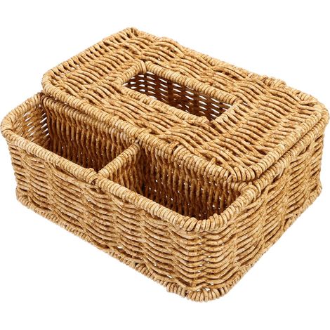 Caja de pañuelos práctica para el hogar, dispensador de pañuelos para la oficina, caja de servilletas tejida para un fácil almacenamiento.