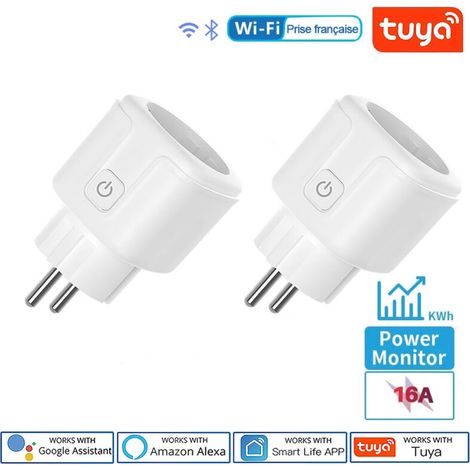 Prise Connectee Wifi 2 PCS Prise Intelligente WiFi + Bluetooth 16A 3520W Compatible avec Alexa, Google Home Commande Vocale (1/5)