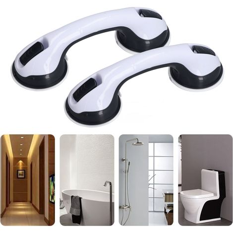 Barra de apoyo ergonómica para ducha para personas mayores – juego de 2 piezas con fácil montaje sin herramientas – fabricada en plástico resistente. (1/5)