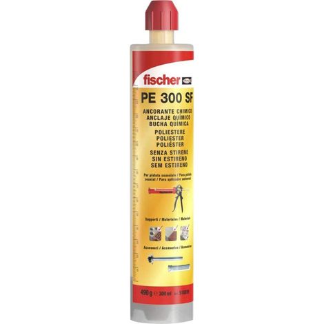 Fischer – Scellement chimique polyester 300ml sans styrène – Fixation ultra-robuste pour maçonnerie pleine et creuse – Résistance à l'humidité