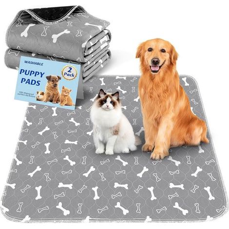 Tappetino per cani riutilizzabile, 2 tappetini assorbenti per cani 70 x 100 cm, tappetino per cuccioli, lato inferiore antiscivolo, a prova di perdite, tappetino per cuccioli resistente (1/5)