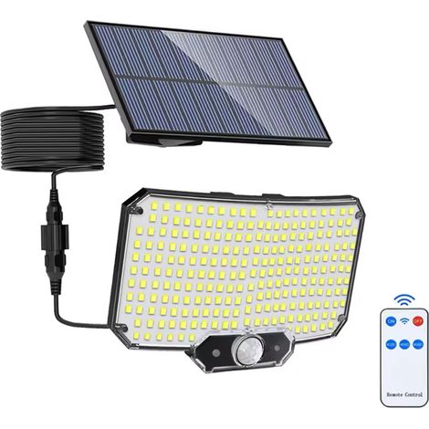 Lampe solaire d'extérieur avec détecteur de mouvement projecteur LED télécommande éclairage sécurité pour porche abri jardin 234 (1/5)