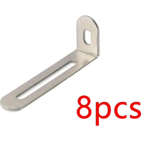 Support d'angle réglable en forme de L (argenté, lot de 8), compatible avec divers meubles, lits, chaises, tables, accessoires de quincaillerie argentés et noirs. (1/5)