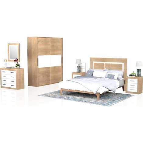 Dormitorio Kira 4C Plus Cambria - Blanco (ancho) x 208cm (alto)
