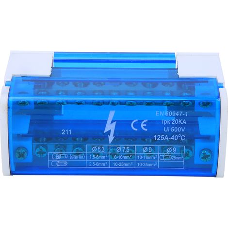 Boîte de distribution de bornes DIN Rail à 2 niveaux monophasé avec couvercle de poussière transparent 211
