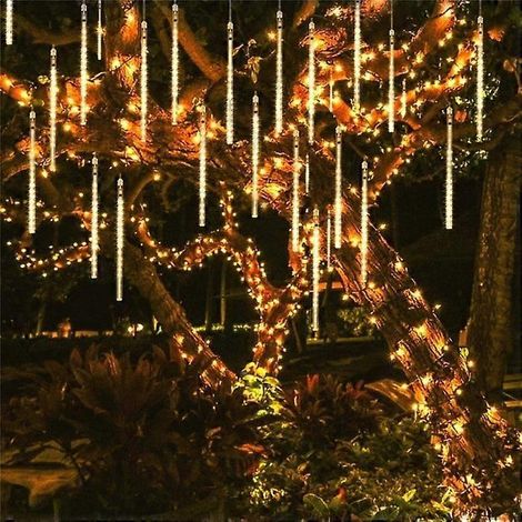 30 cm lange, wasserdichte LED-Lichterkette mit 8 Röhren, funkelnd, mit Regentropfen-Motiv, warmweiß (1/5)