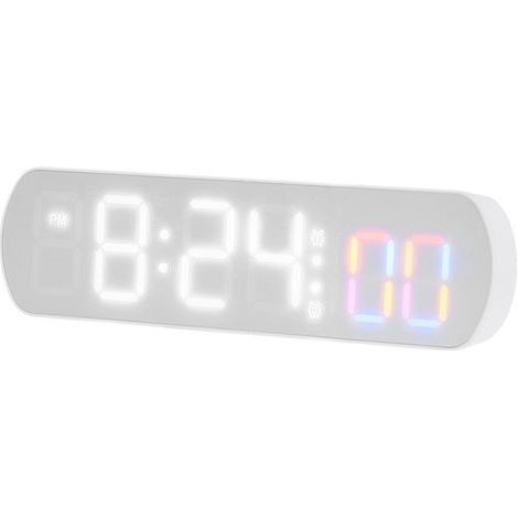 Einfacher, multifunktionaler LED-Wecker mit Temperaturanzeige, Sekundenzeiger und Countdown-Timer, ideal als Nachttischwecker für zu Hause – weißes Licht