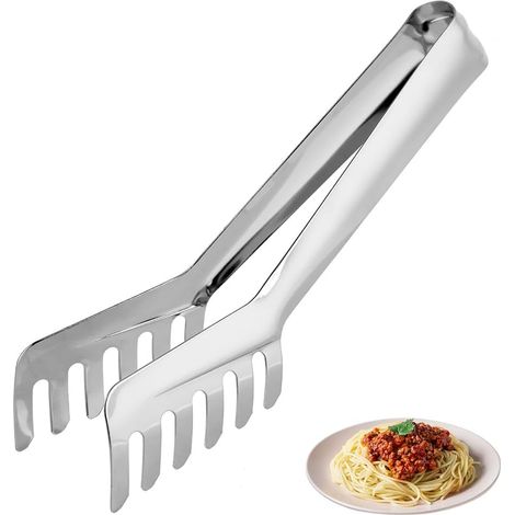 1 Pince à spaghetti, Acier inoxydable, Forme peigne, 19 cm, Pour cuisine et service (1/5)