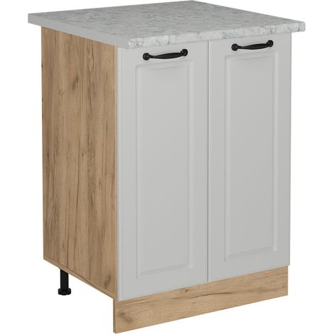 Meuble bas de cuisine R-Line, Blanc campagne, 60cm PT Marbre, Vicco (1/5)