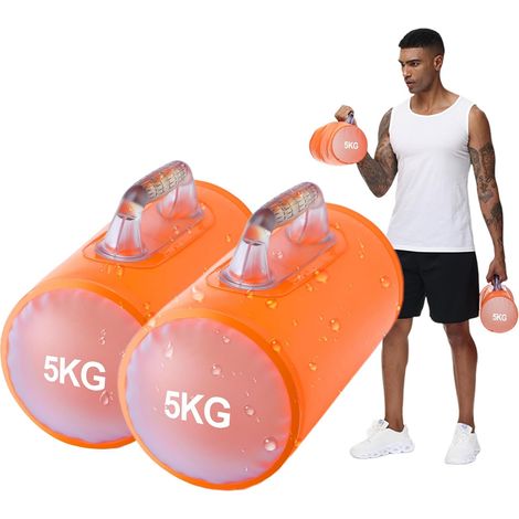 Haltères à Eau, Sac Eau Fitness, Poids de Voyage, poids réglables jusqu'à 10/14 kg par paire Orange (1/5)