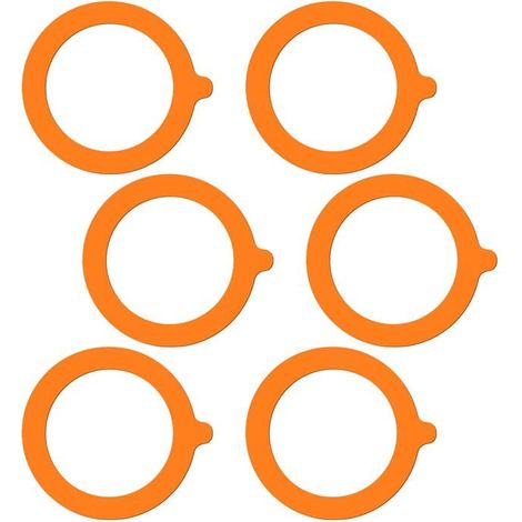 Joints d'étanchéité pour bocaux Lot de 6, en silicone, 9,4 cm Orange Conviennent aux bocaux en verre hermétiques (1/5)