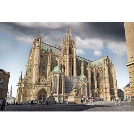 Tableau sur toile place d'armes de Metz 65x97 cm - Impression sur Toile Murale Décorative - Image imprimée en HD sur Toile - Toile sur Châssis en Bois FSC - Fabriqué en France