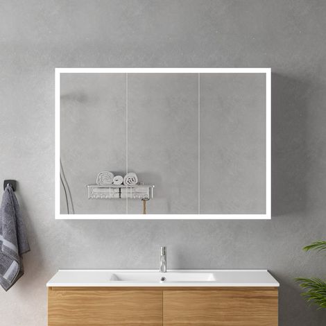 Miroir LED avec 100x70 Blanc Eclairage Perimetral et Capteur