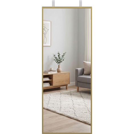 HOMCOM 40 x 110 cm Full Length Wall Mirror with Adjustable Hooks, Gold Tone (1/5)